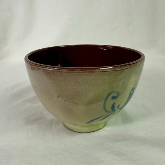 Small Pottery 4" Diameter Small Bowl Painted Birds Boho Whimsical Cute Decor - Picture 2 of 8